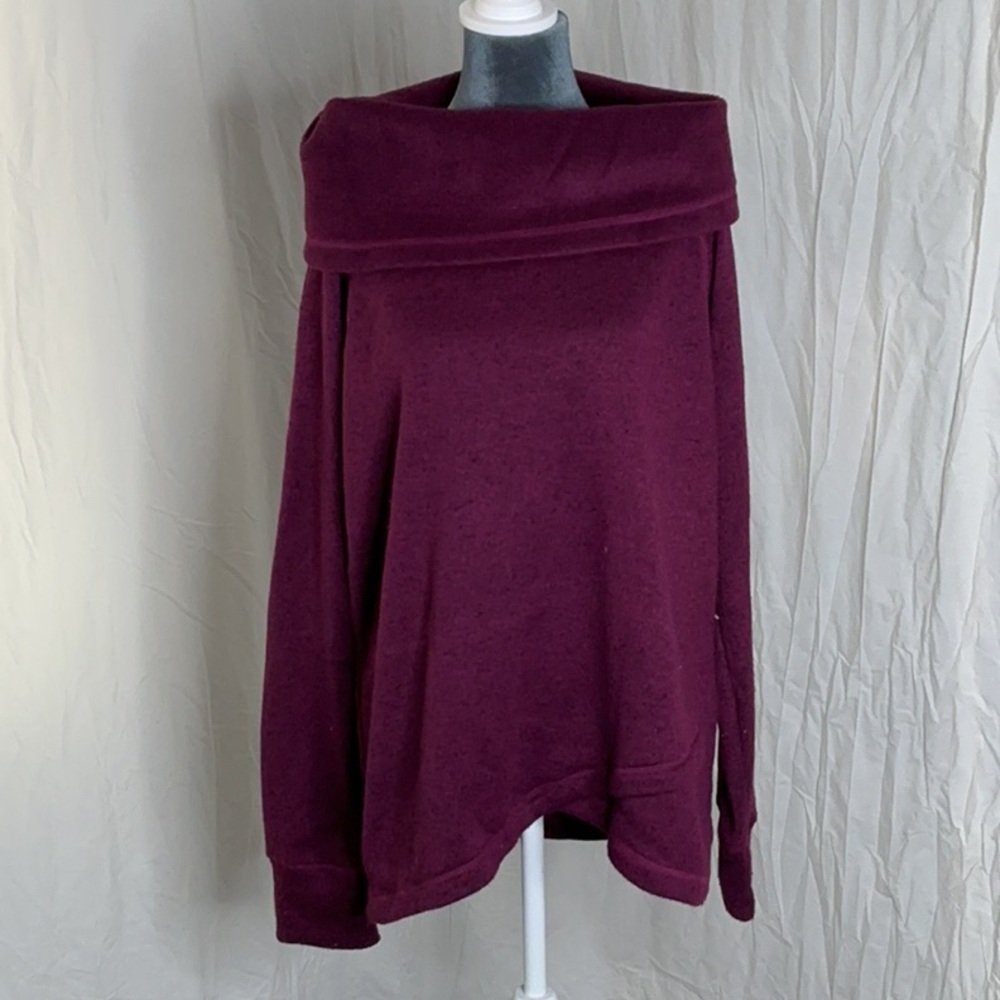 Ideology Purple Off-the-Shoulder Sweater with Elegant Draping